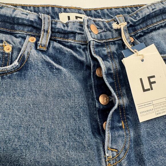 Lovers + Friends Ryan High Rise Straight Jeans Womens 28 NWT Distressed Med Wash - Picture 11 of 12